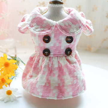 Pet Transformation Dress Apparel Warm Princess Fragrant Wind Doll Collar Skirt Plaid Retro - Pet La'Fleur