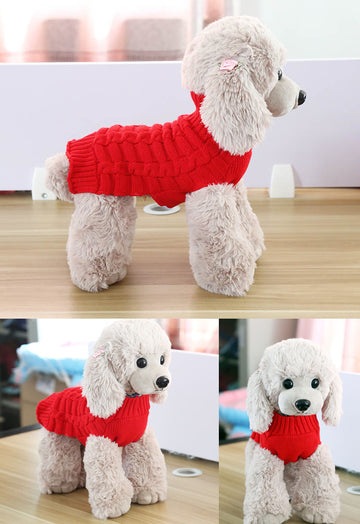 Cashmere Twisted Rope Winter Warm Solid Cotton Cat Sweater - Pet La'Fleur