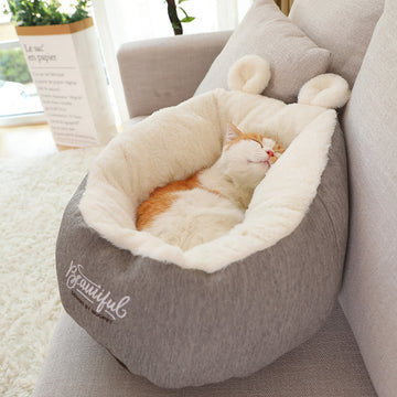 Pet Bed Ear High Back Classic Suitable Waterproof Bottom Soft Fleece Warm Removable - Pet La'Fleur