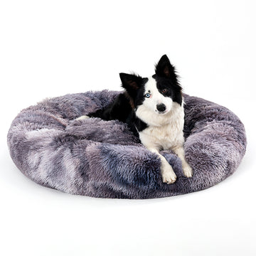 Fluffy Donut Dog Bed Warm Soft Long Plush Pet Cushion Dog House Cat Bed - Pet La'Fleur