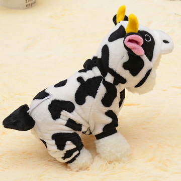 Winter Cat Clothes Coat Cow Costumes Thickening Pet Cat Clothes Fleece Cartoon Sweater - Pet La'Fleur