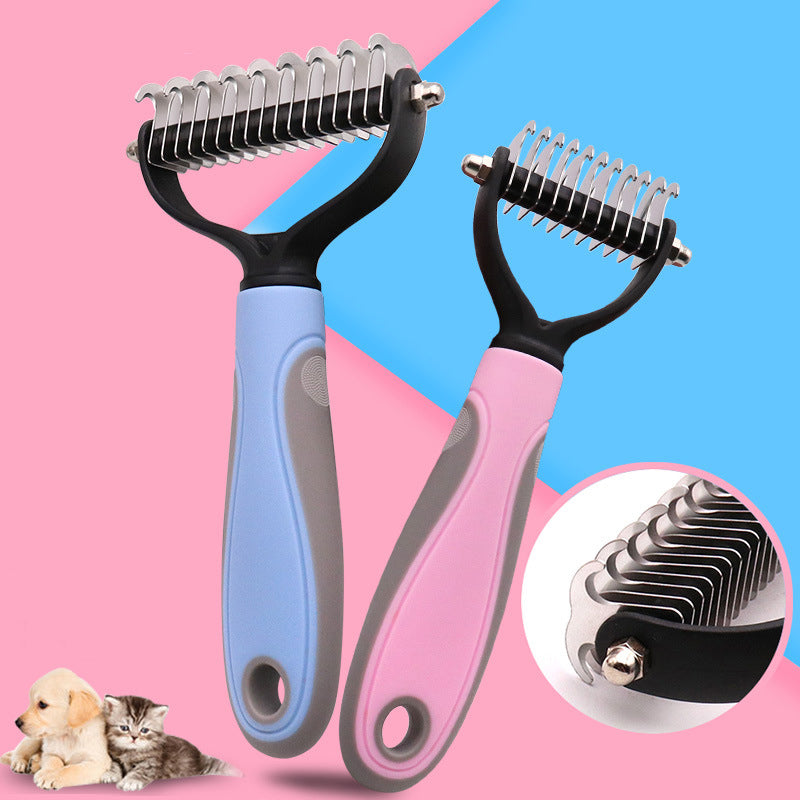 Stainless Double-Sided Pet Brush Hair Removal Comb Grooming Dematting - Pet La'Fleur