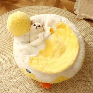 Pet Plush Hammock Cat Nest Winter Short Round Cushion Luxury Nest Kennel All Season Purpose - Pet La'Fleur