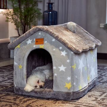 Foldable Dog House Pet Cat Bed Winter Dog Villa Sleep Kennel Removable - Pet La'Fleur