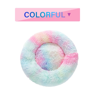 Fluffy Donut Dog Bed Warm Soft Long Plush Pet Cushion Dog House Cat Bed - Pet La'Fleur