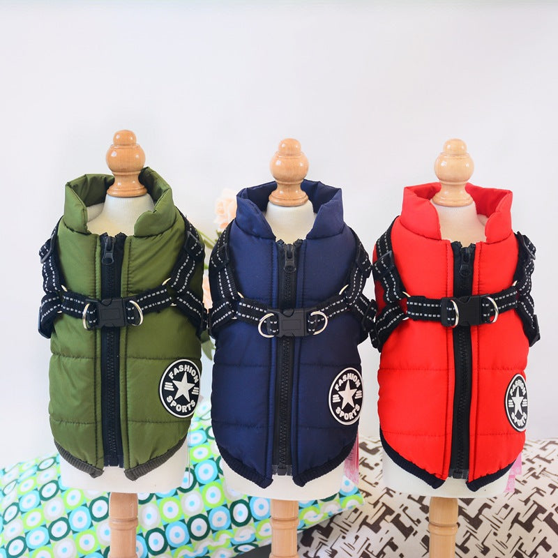 Waterproof Pet Clothes Winter Coat With Harness Warm Jacket Chihuahua Labrador Coat Costume - Pet La'Fleur