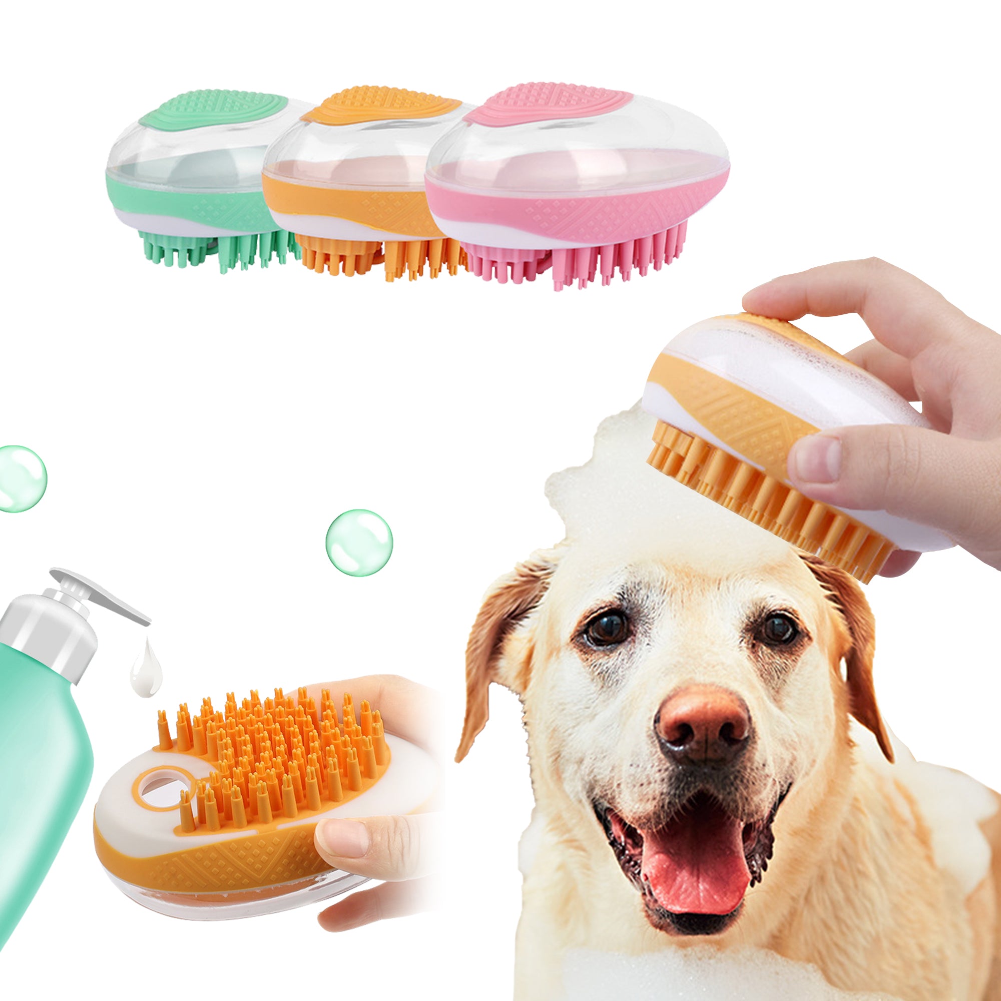 Bath Brush 2-In-1 Pet Spa Massage Comb Soft Silicone Shower Hair Grooming - Pet La'Fleur