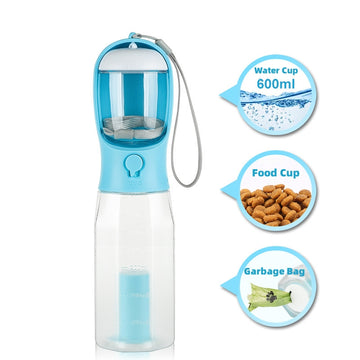 Multifunctional Portable 3 In 1 Pet Water Bottle Leak-Proof Feeder Drinker Poop Dispenser - Pet La'Fleur