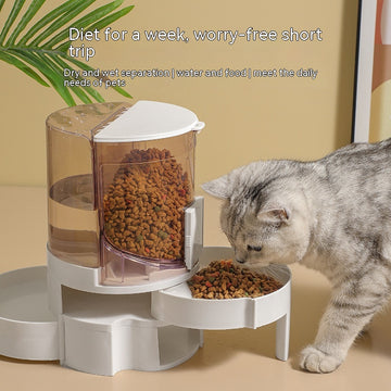 Automatic Cat Water Dispenser Large Capacity Food Container Feeder With Storage Box - Pet La'Fleur